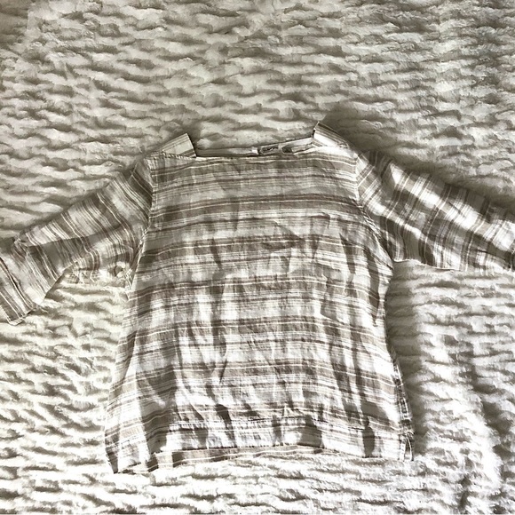 L.L. BEAN BUNDLE Two Beige Cream Linen Blouse Shirts, Size XL - Picture 4 of 5